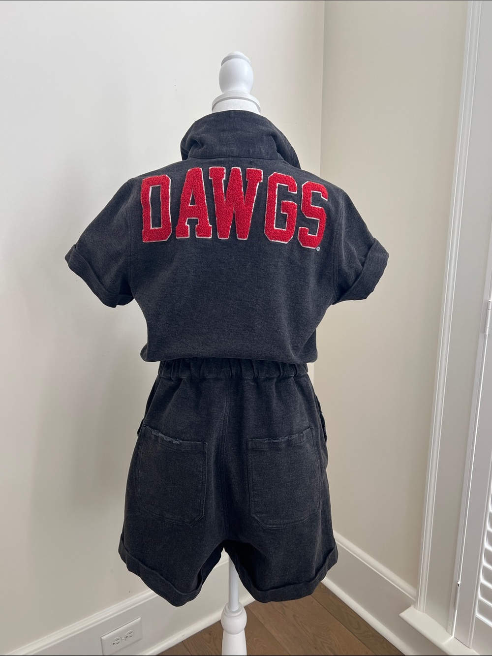 Stewart Simmons women’s Dawgs black denim romper size medium UGA Georgia